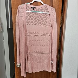 Roz & Ali Dusty Pink Open Front Knit Cardigan
